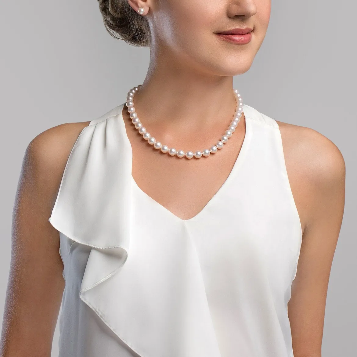 8.5-9.5mm White Freshwater Pearl Necklace - AAA Quality