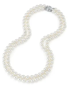 6.5-7.0mm White Freshwater Pearl Double Strand Necklace for Men