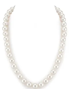 9.5-10.5mm White Freshwater Pearl Necklace- AAAA Quality