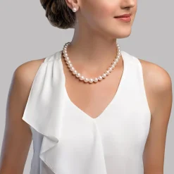 9.5-10.5mm White Freshwater Pearl Necklace - AAA Quality
