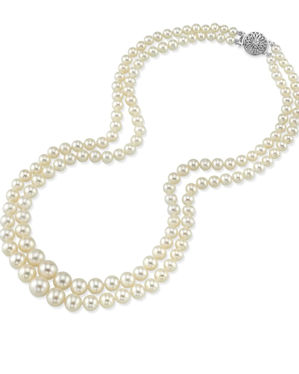 3.0-9.0mm White Freshwater Pearl Graduated Double Strand Necklace
