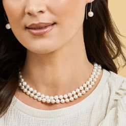 6.5-7.0mm White Freshwater Pearl Double Strand Necklace
