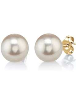 13mm White Freshwater Round Pearl Stud Earrings