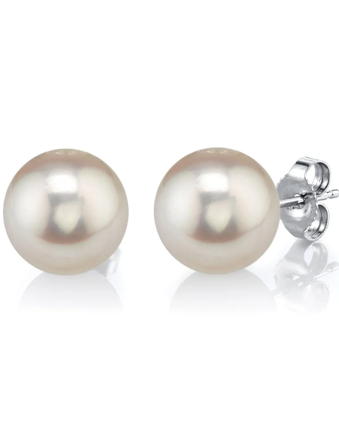 13mm White Freshwater Round Pearl Stud Earrings
