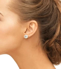 10mm White Freshwater Round Pearl Stud Earrings