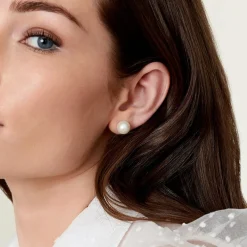 10mm White Freshwater Round Pearl Stud Earrings