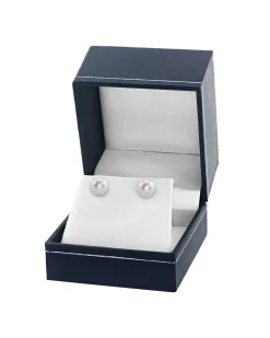 8mm White Freshwater Round Pearl Stud Earrings