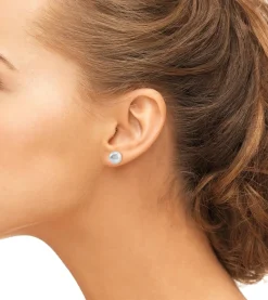 8mm White Freshwater Round Pearl Stud Earrings
