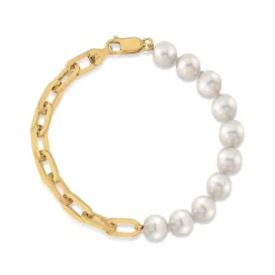 7mm White Freshwater Scarlett Pearl & Chain Bracelet
