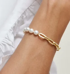 7mm White Freshwater Scarlett Pearl & Chain Bracelet