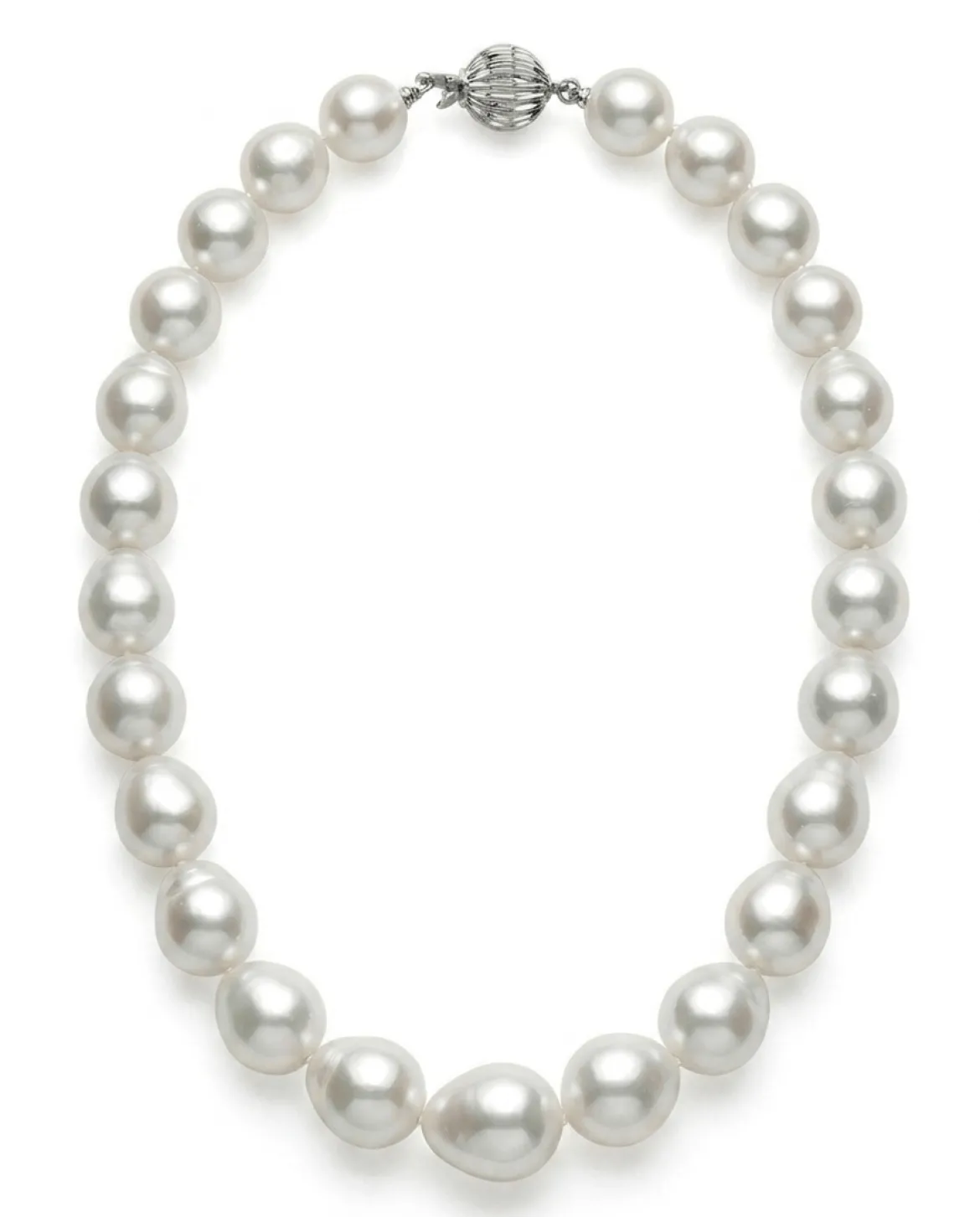 11-13mm White South Sea Drop Oval Pearl Necklace - AAA Quality
