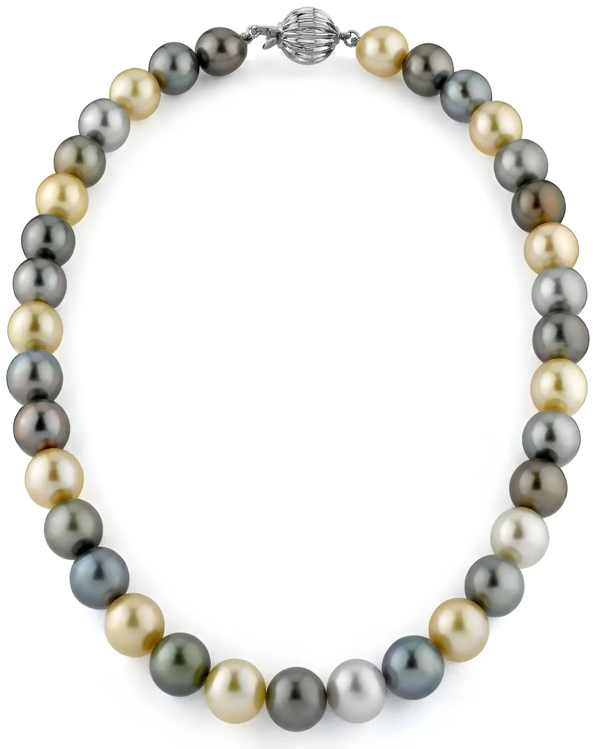 Multi-Color Black Tahitian & Golden South Sea Pearl Necklace, 10.0-12.0mm