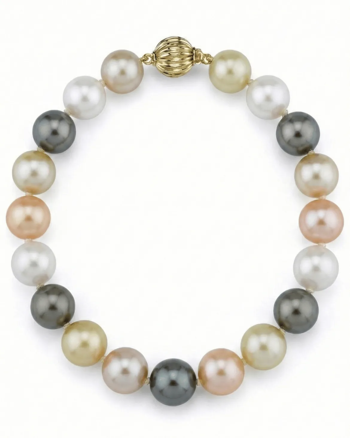 Multi-Color Golden South Sea, Tahitian and Freshwater Bracelet, 9.0-10.0mm - AAA Quality