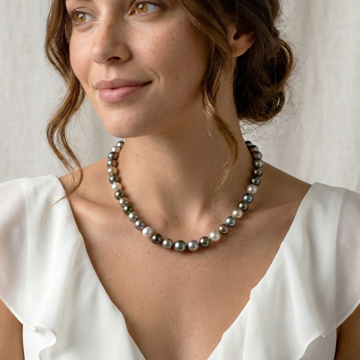 Multi-Color Tahitian & South Sea Pearl Necklace, 8.0-10.0mm - AAAA Quality