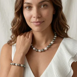 Multi-Color Tahitian & White South Sea Baroque Pearl Necklace, 9.0-12.0mm