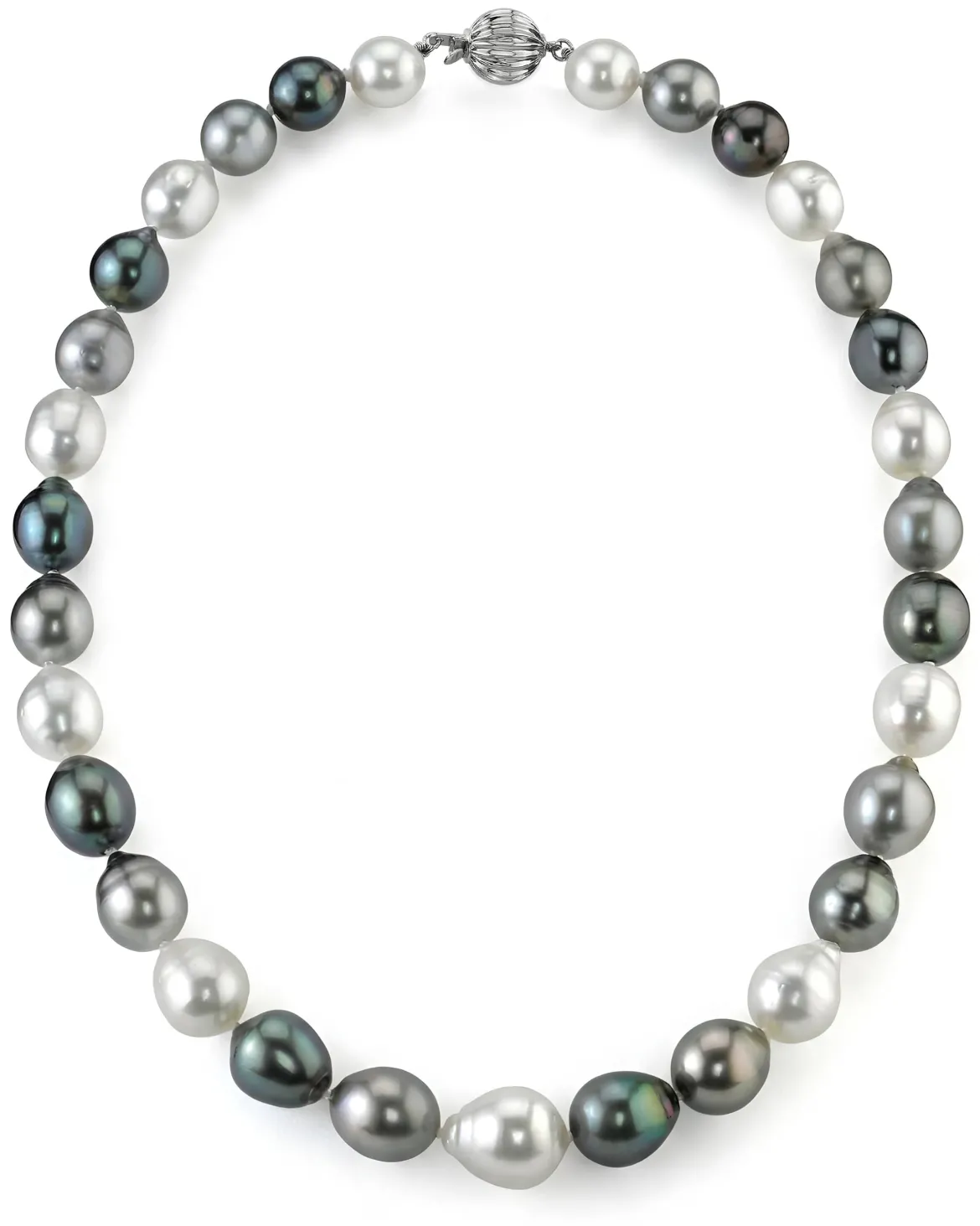 Multi-Color Tahitian & White South Sea Baroque Pearl Necklace, 9.0-12.0mm