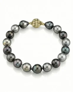 Multi-Color Tahitian Drop-Shape Pearl Bracelet, 9.0-10.0mm - AAAA Quality