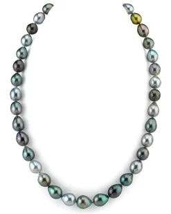 Multi-Color Tahitian Drop-Shape Pearl Necklace, 8.0-10.0mm - AAA Quality
