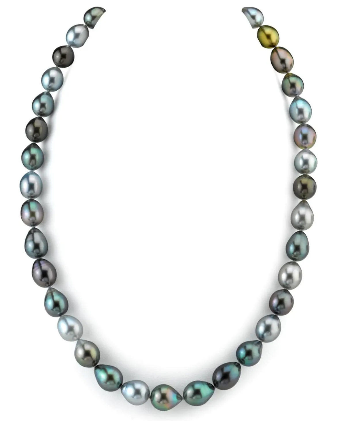 Multi-Color Tahitian Drop-Shape Pearl Necklace, 8.0-10.0mm - AAA Quality