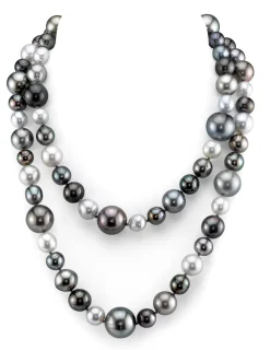 Multi-Color Tahitian Opera Length Pearl Necklace, 9.0-14.0mm