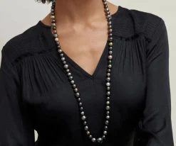 Multi-Color Tahitian Opera Length Pearl Necklace, 9.0-14.0mm