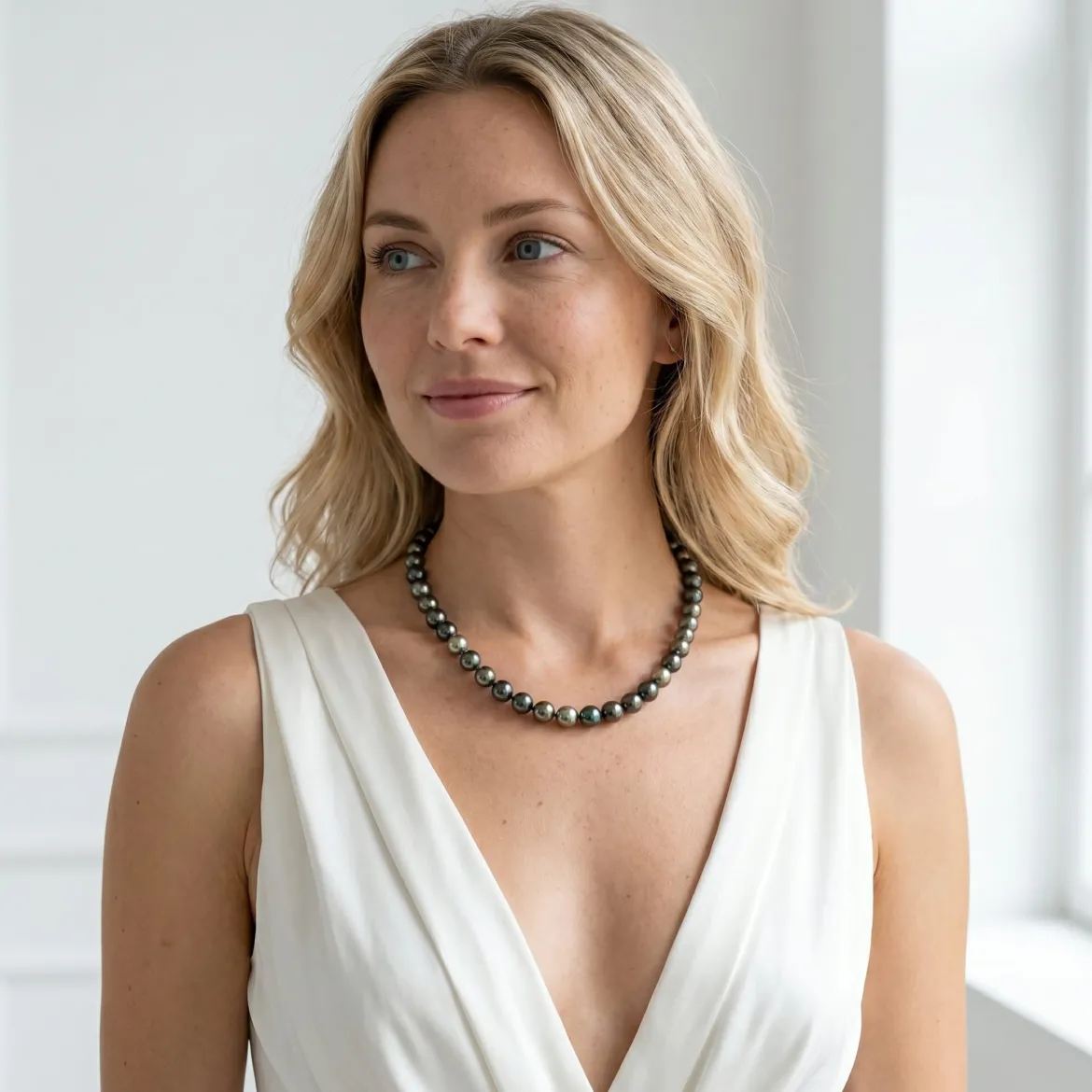 Multi-Color Tahitian Pearl Necklace, 10.0-11.0mm