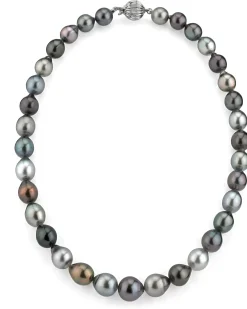 Multi-Color Tahitian Smooth Drop-Shape Pearl Necklace, 9.0-11.0mm - AAAA Quality