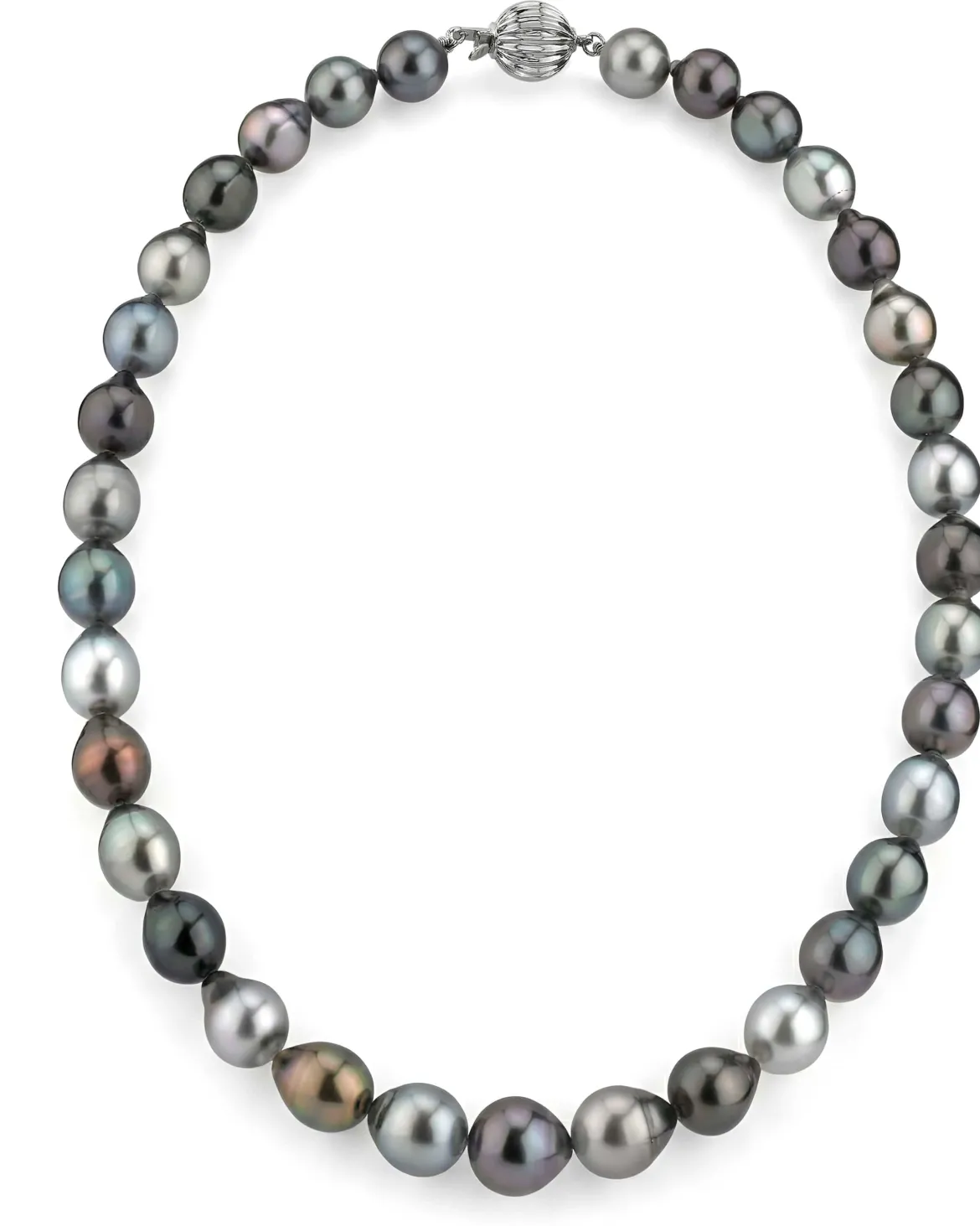 Multi-Color Tahitian Smooth Drop-Shape Pearl Necklace, 9.0-11.0mm - AAAA Quality