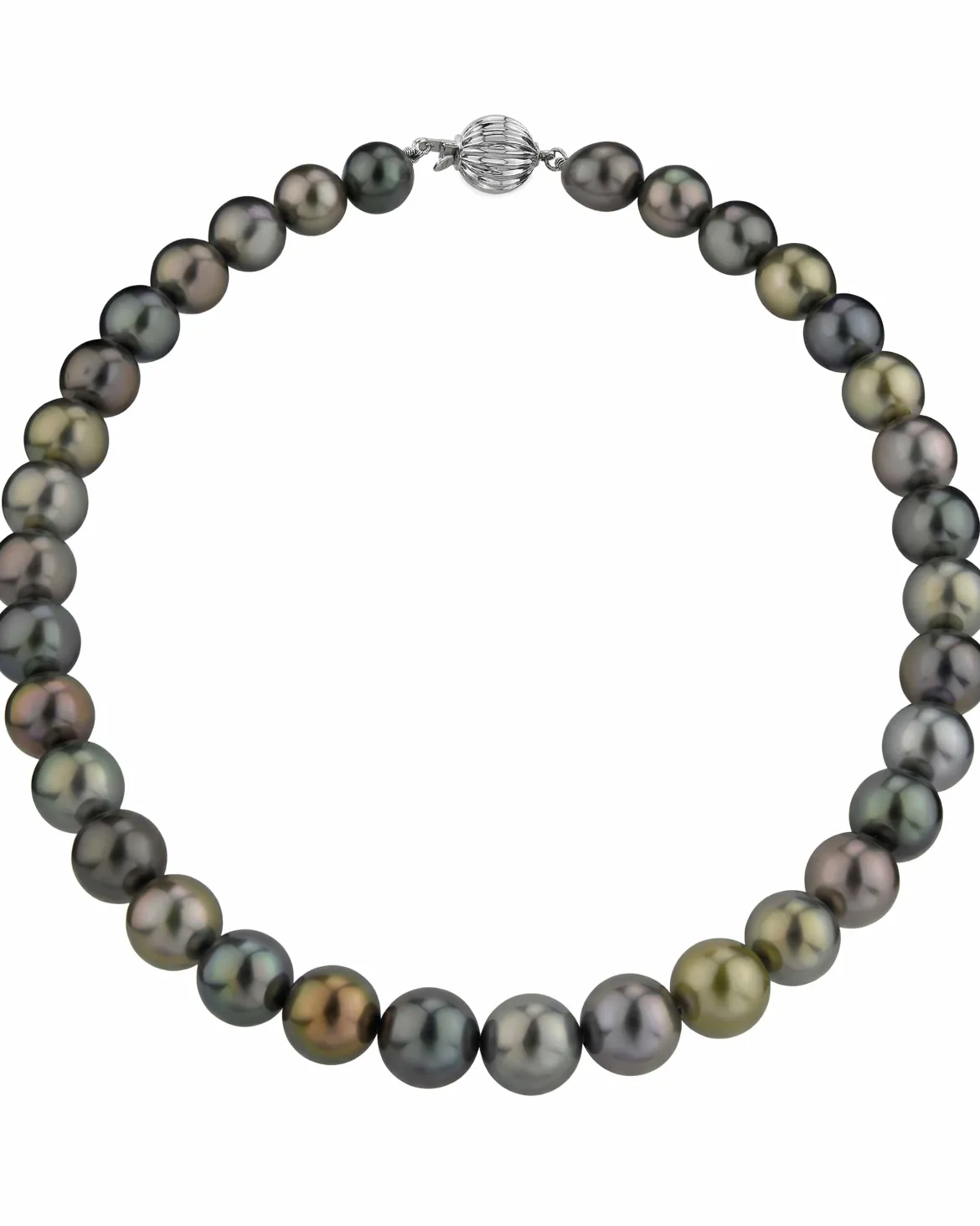 Multi-Color Tahitian True Round Pearl Necklace, 10.0-11.0mm - AAAA Quality