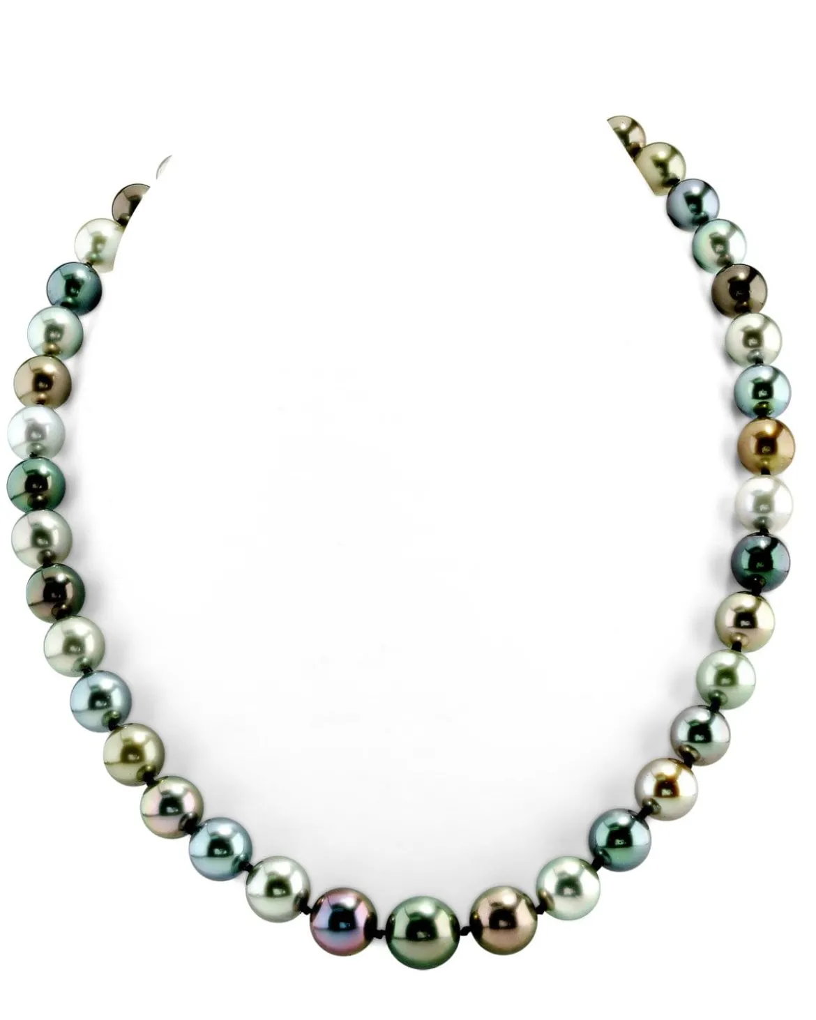 Multi-Color Tahitian True Round Pearl Necklace, 9.0-11.0mm - AAAA Quality