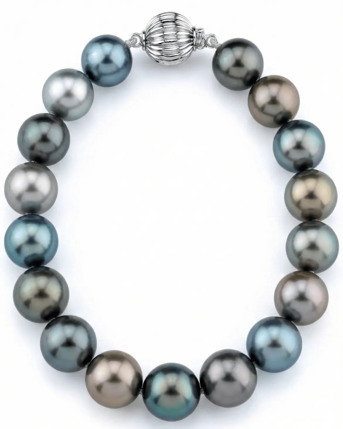 Multi-Color Tahitian True Round Pearl Bracelet, 9.0-10.0mm - AAA Quality