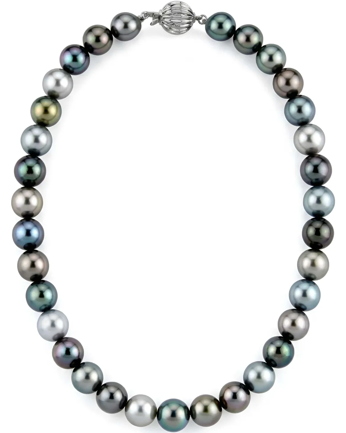 Multi-Color Tahitian True Round Pearl Necklace, 9.0-12.0mm - AAAA Quality