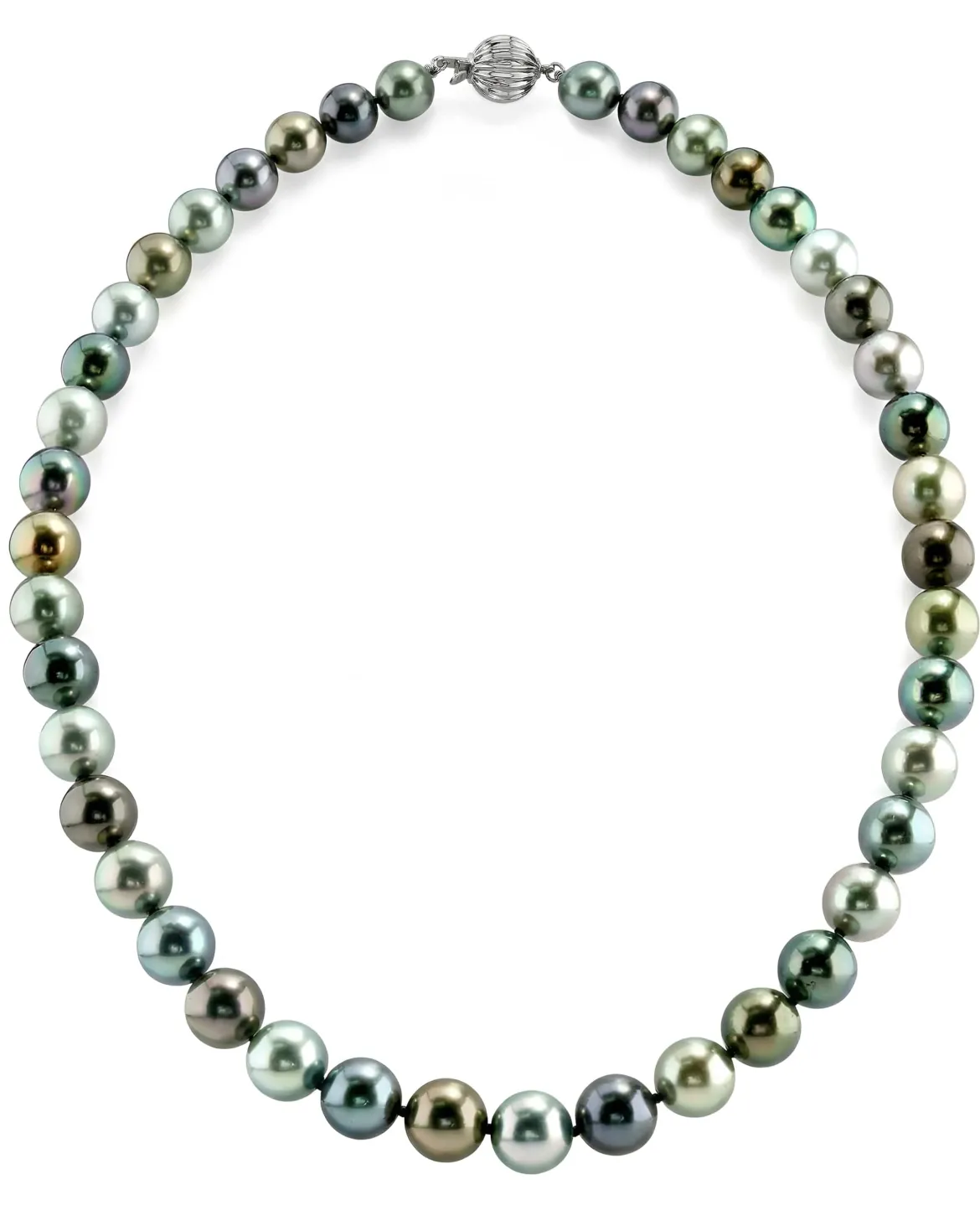 Multi-Color Tahitian True Round Pearl Necklace, 8.0-10.0mm