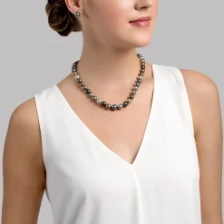 Multi-Color Tahitian True Round Pearl Necklace, 8.0-10.0mm