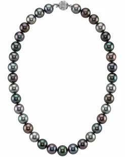 Multi-Color True Round Tahitian Pearl Necklace, 9-11mm