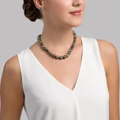 Multi-Color True Round Tahitian Pearl Necklace, 9-11mm