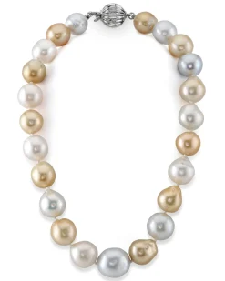 Multicolor White & Golden South Sea Baroque Pearl Necklace, 15.0-20.0mm - AA+ Quality