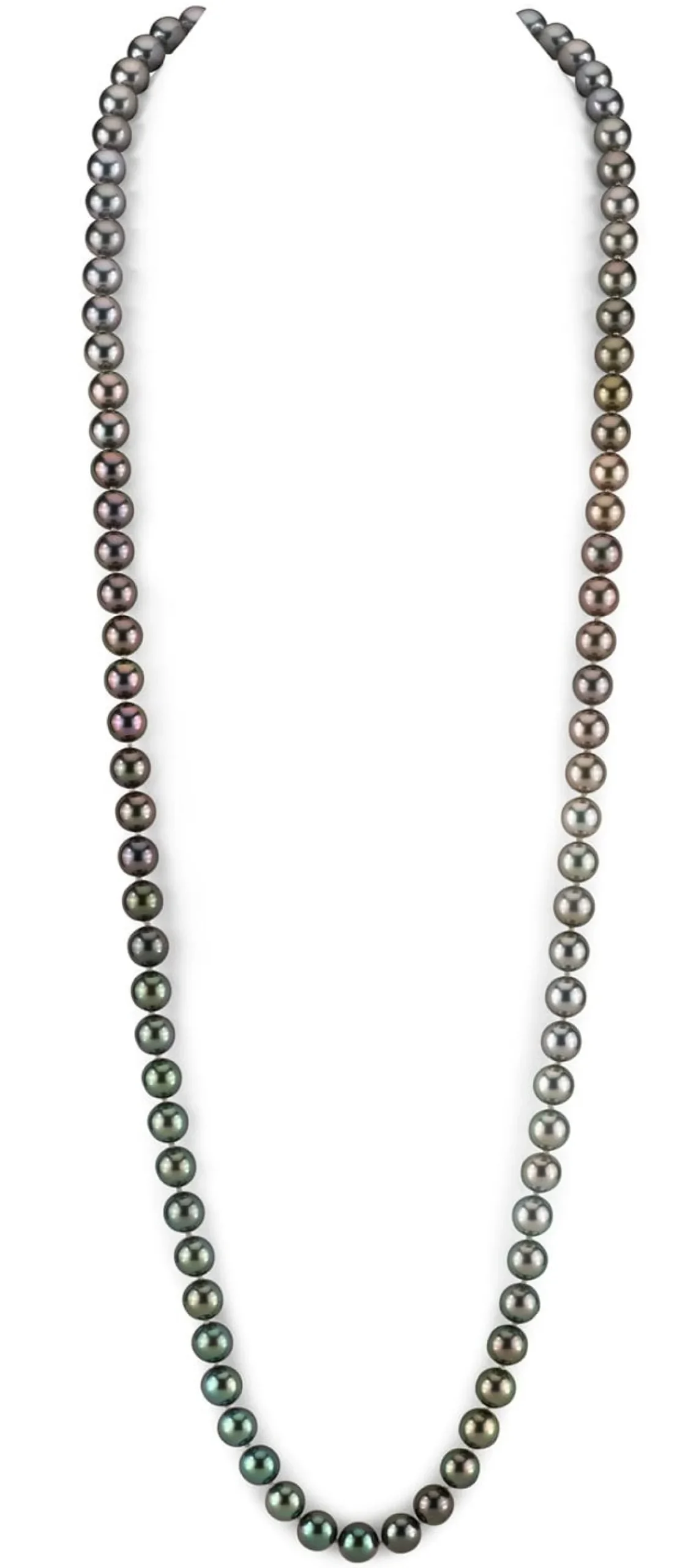 Ombre Color-Graduated Tahitian Pearl Opera Length Necklace, 9.0-10.0mm - AAAA Quality