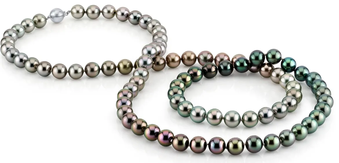Ombre Color-Graduated Tahitian Pearl Opera Length Necklace, 9.0-10.0mm - AAAA Quality