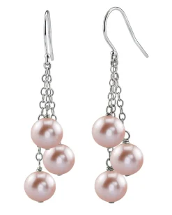 Pink Freshwater Pearl Cluster Earrings