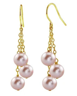 Pink Freshwater Pearl Cluster Earrings