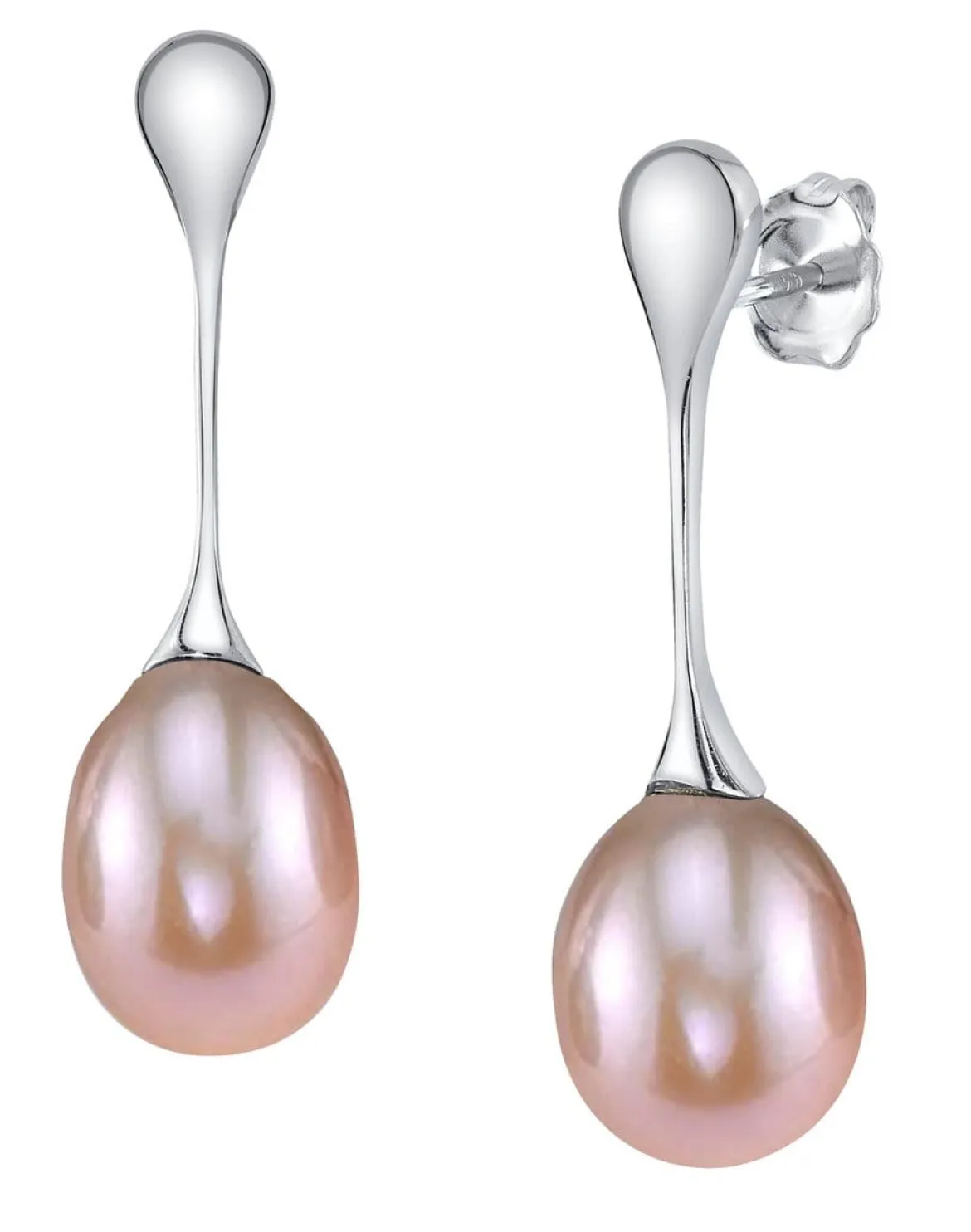 Pink Freshwater Pearl Long Teardrop Earrings