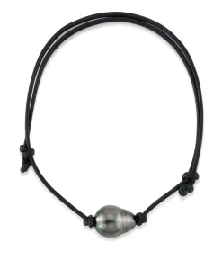 Tahitian Baroque Pearl Leather Adjustable Bracelet for Men