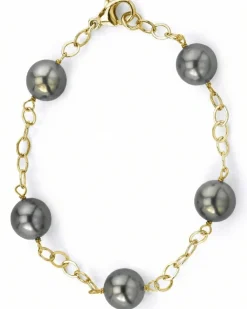 Tahitian Pearl Tin Cup Bracelet, 9.0-10.0mm