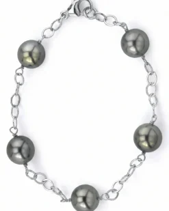 Tahitian Pearl Tin Cup Bracelet, 9.0-10.0mm
