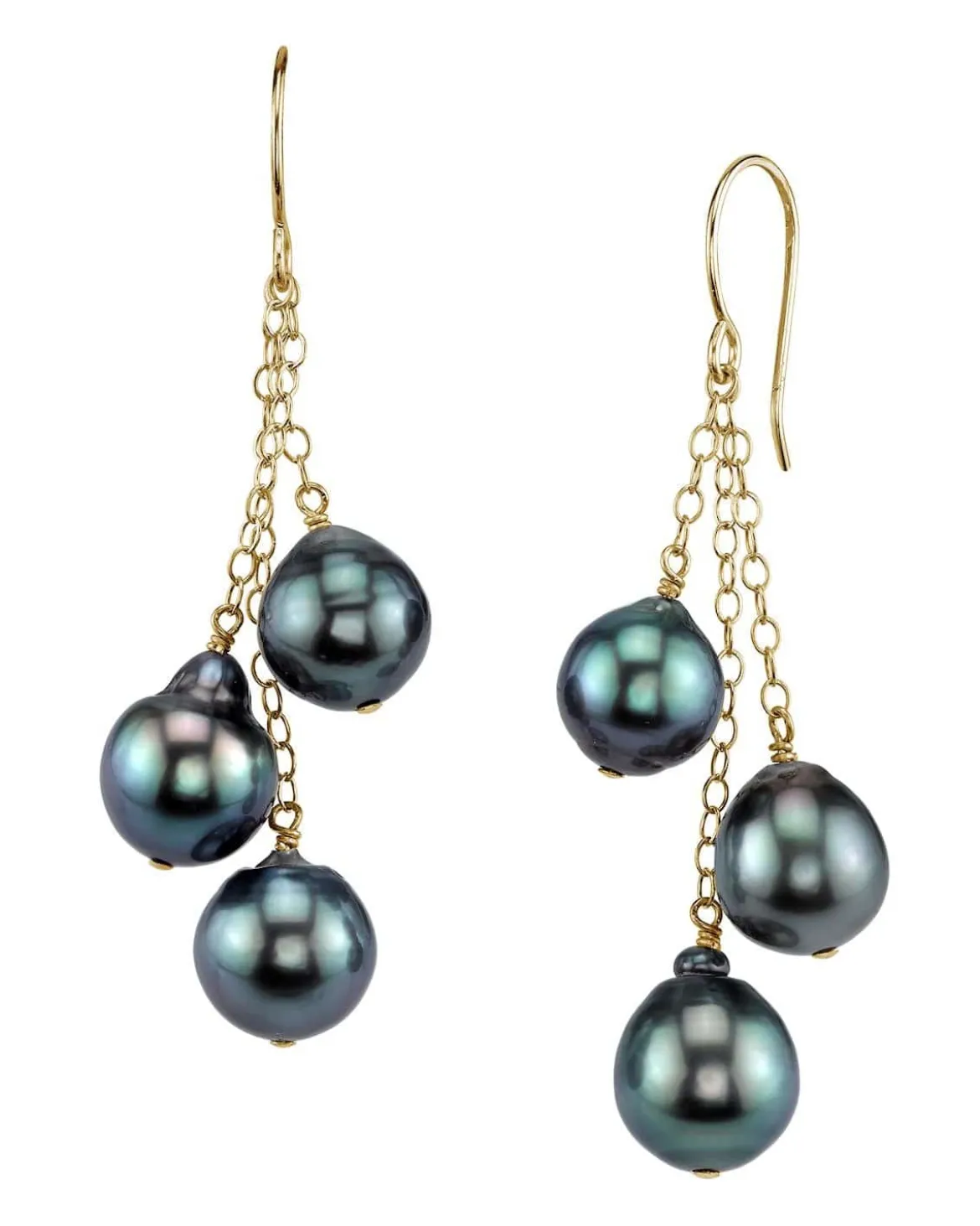 Tahitian South Sea Drop Pearl Cluster Earrings