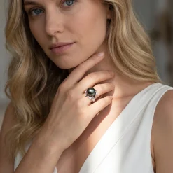Tahitian South Sea Pearl & Diamond Robin Ring