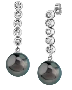 Tahitian South Sea Pearl & Diamond Cascade Earrings