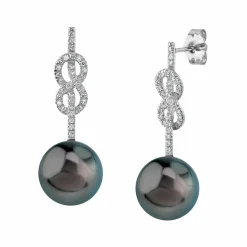 Tahitian South Sea Pearl & Diamond Levana Infinity Earrings