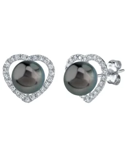 Tahitian South Sea Pearl & Diamond Amour Earrings